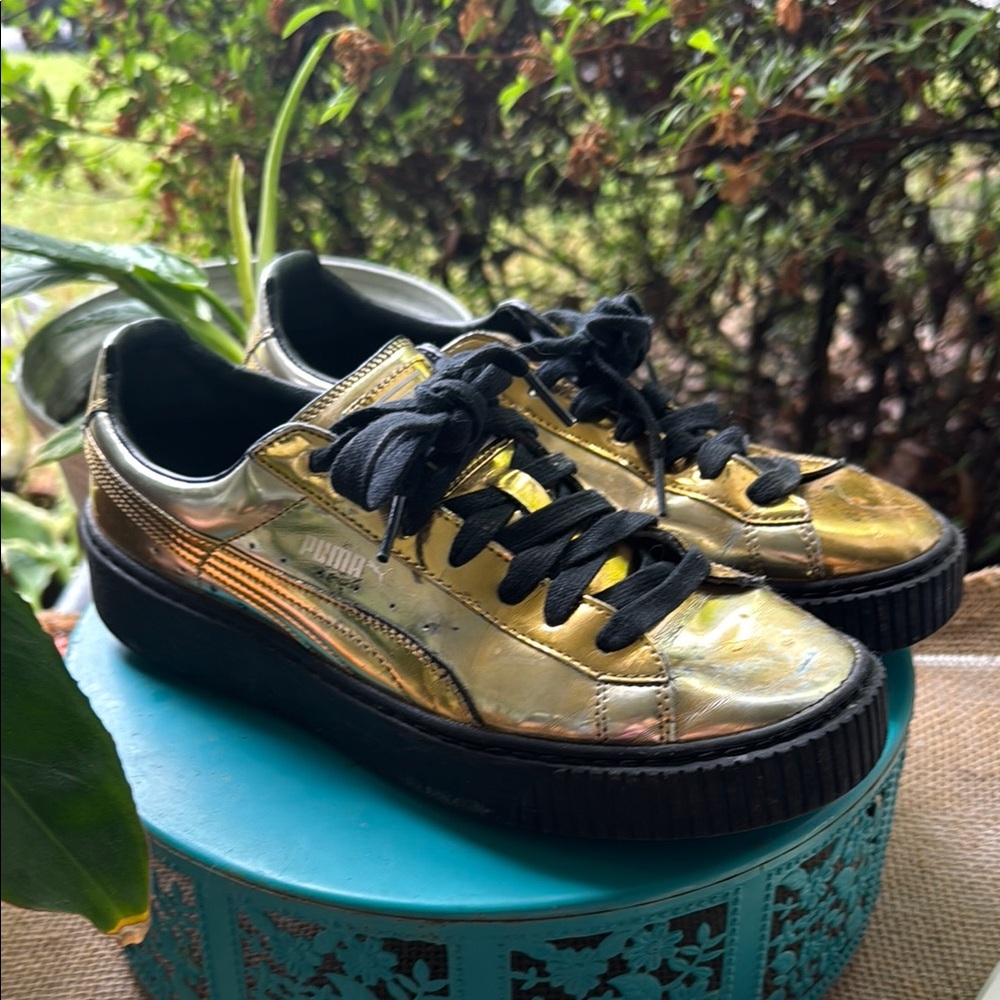 Puma Metallic Gold Platform Sneakers